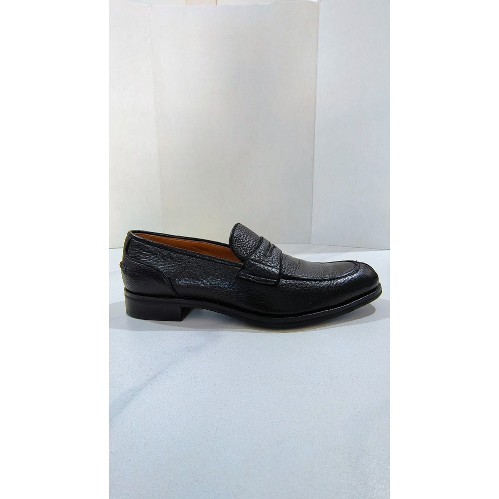 $895 Gravati Peccary Penny Loafers Shoes 10.5 Black Bergdorf Goodman  Italy - Picture 5 of 13